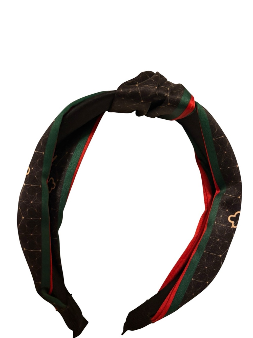 Striped Knot Headband in Red, Green & Black - Picture 7 of 10